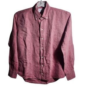 Ledbury Fine Shirting Mens Medium Slim Fit Button Down Long Sleeve Shirt‎